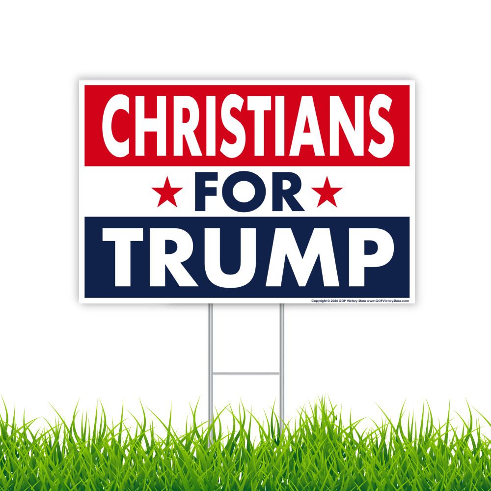 3-Pack Donald Trump 2024 Yard Sign Christians For Trump 18″ x 12″ Metal H-Stakes