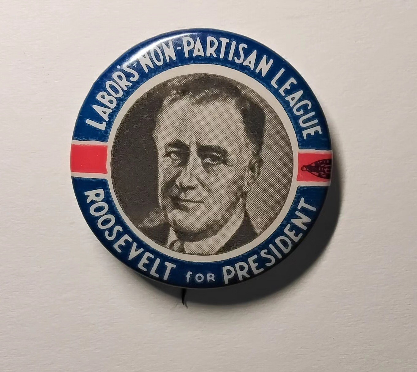 Original Franklin Roosevelt Presidential Campaign Button Likely 1936 Labor