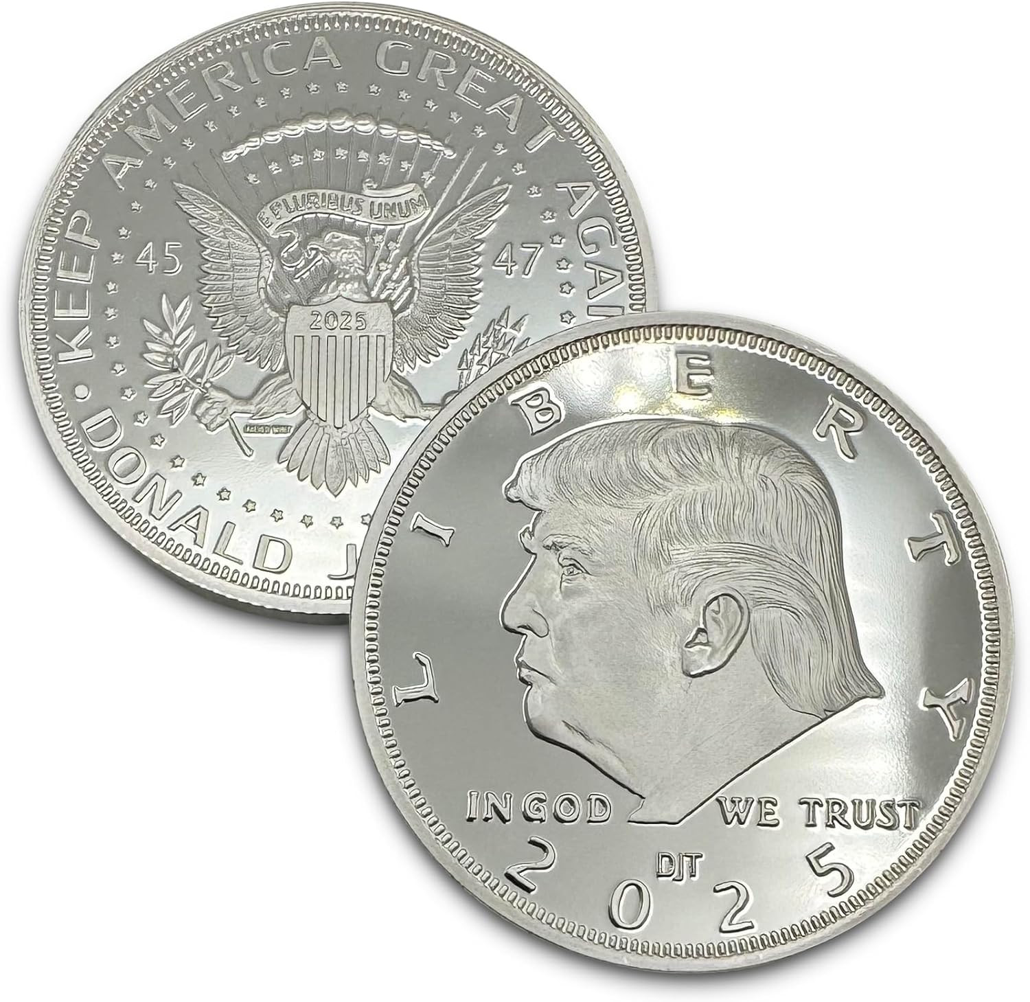 President Donald J. Trump 2025 Silver American Eagle Challenge Coin with Certifi