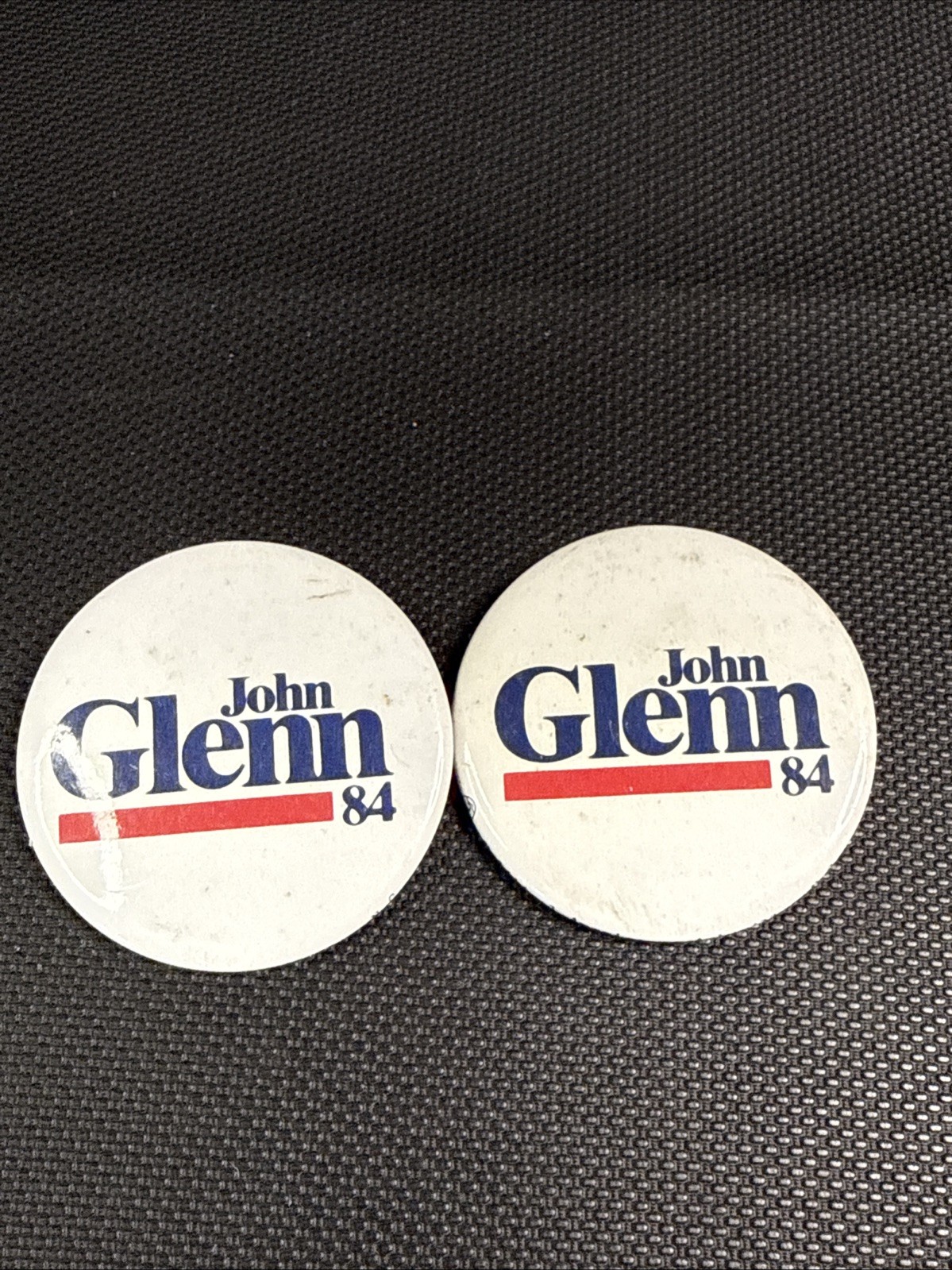 Original Astronaut John Glenn ’84 Presidential Campaign 1.75″ Button Set Of 2