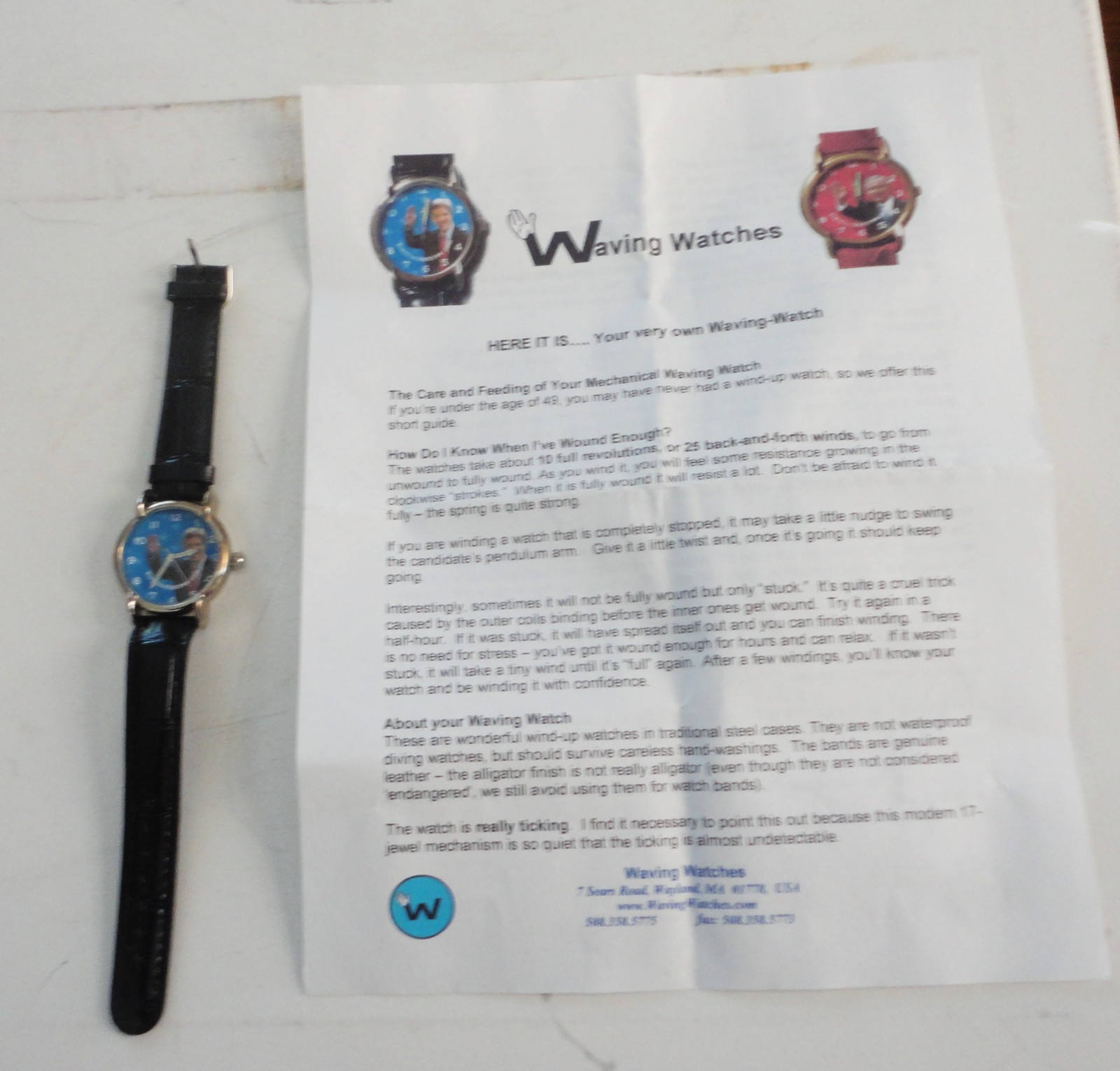 2004 John Kerry Presidential Election Waving Watch Wristwatch Leather Band Rare