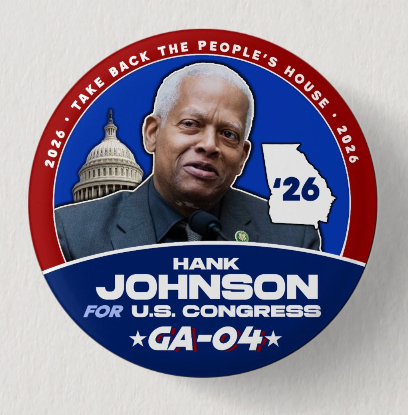 HANK JOHNSON Congress 2026 Pin Button Political Democrat Georgia Midterms
