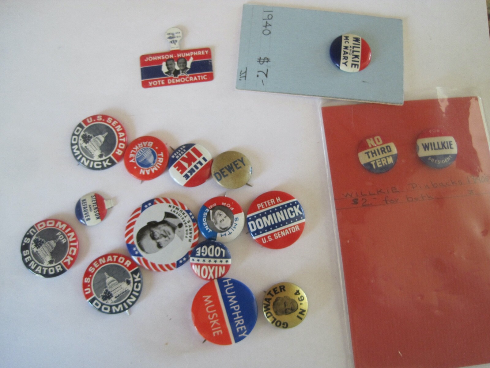 Retro Presidential Senator Political Pins Truman Ike Willkie Some Repro ? Lot 17