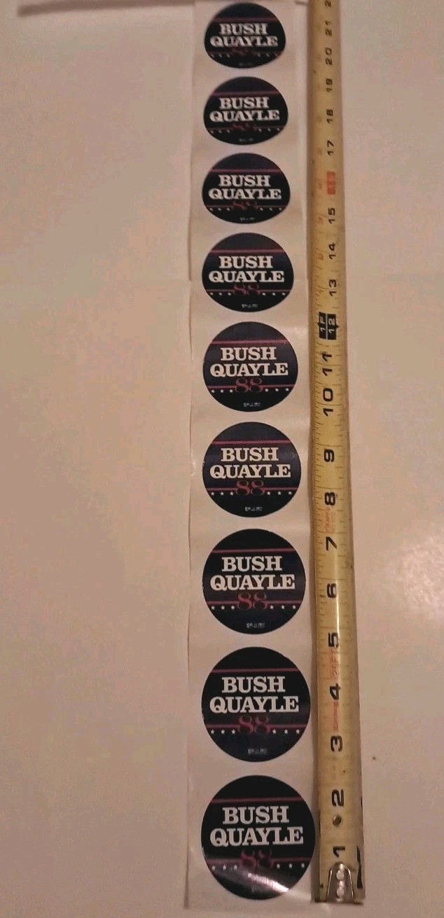 9 Vintage Campaign Stickers HW Bush And Dan Quayle 1988 New Decal Political
