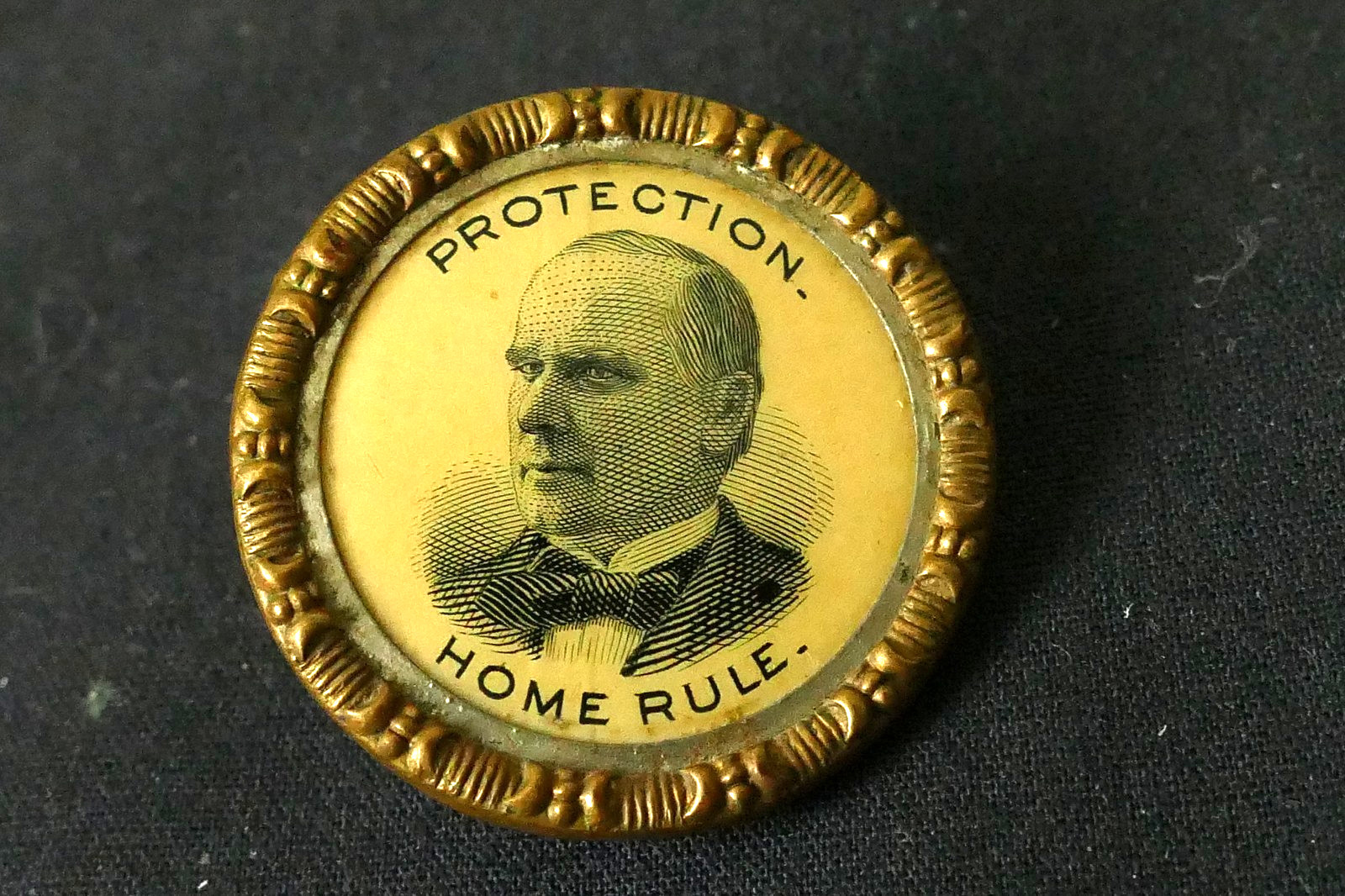 1896 William McKinley Protection Home Rule Presidential Campaign Button Stud 1″