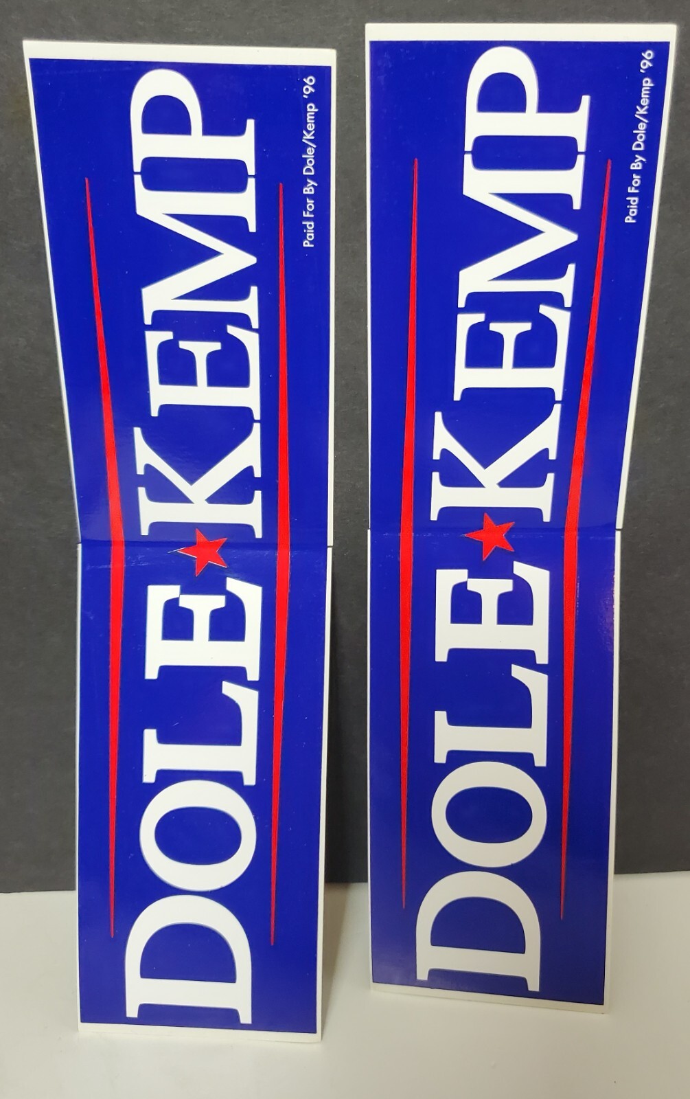 (2) 1996 “DOLE KEMP” Republican Vintage Bumper Stickers