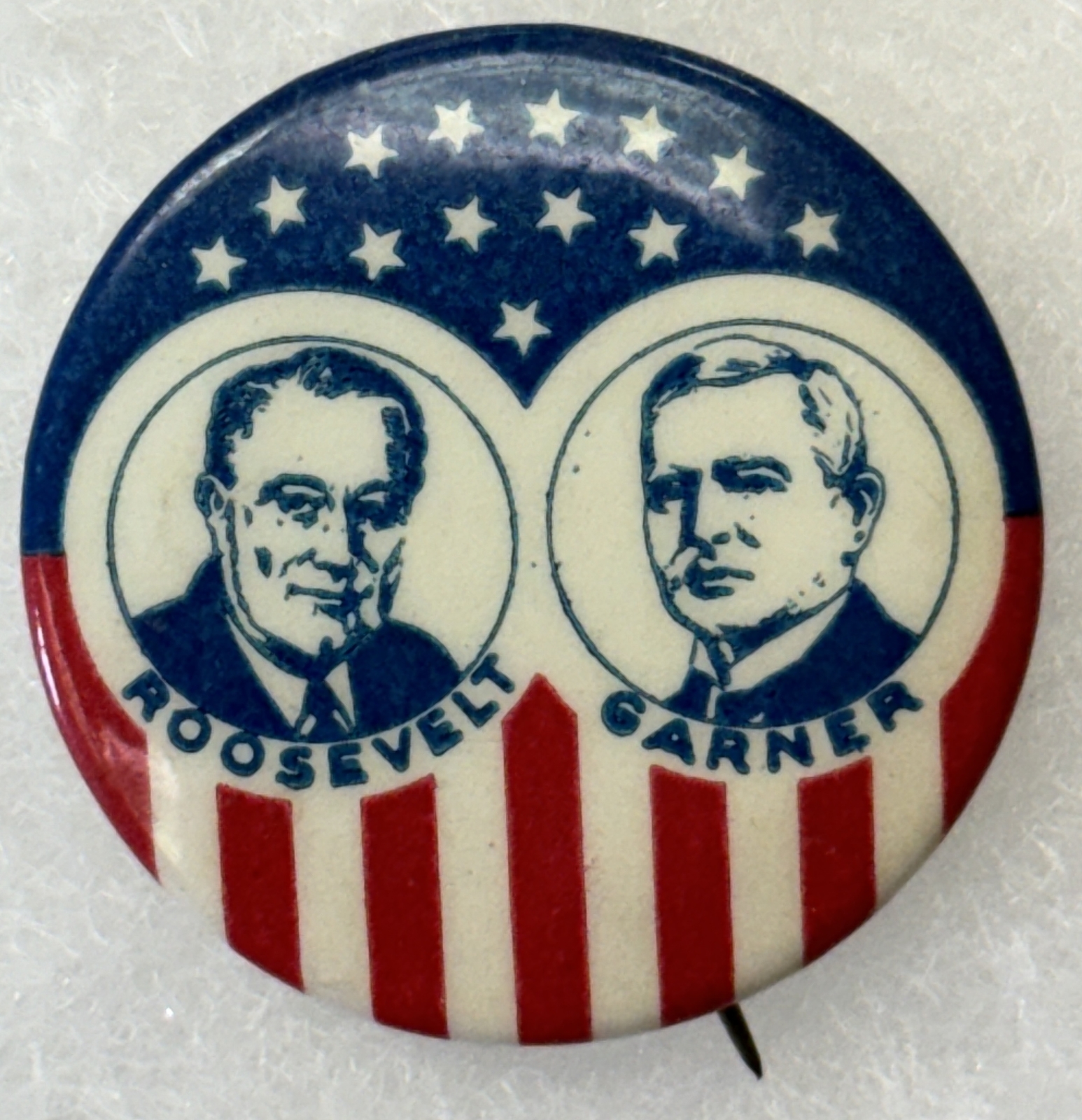 1932 ROOSEVELT-GARNER 1 1/4″ JUGATE CELLO CAMPAIGN BUTTON-BRIGHT & MINT!