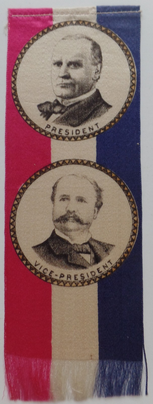 1896 Wm McKinley Garret Hobart Jugate Presidential Campaign Ribbon W’ve Its Mate