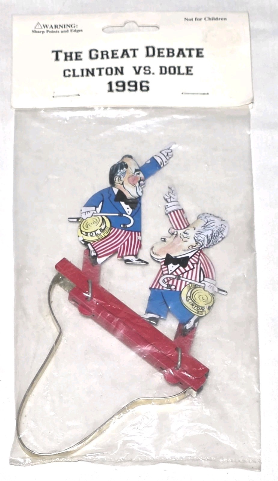 1996 The Great Debate Clinton vs Dole Mechanical Tin Fighting Toy New Sealed