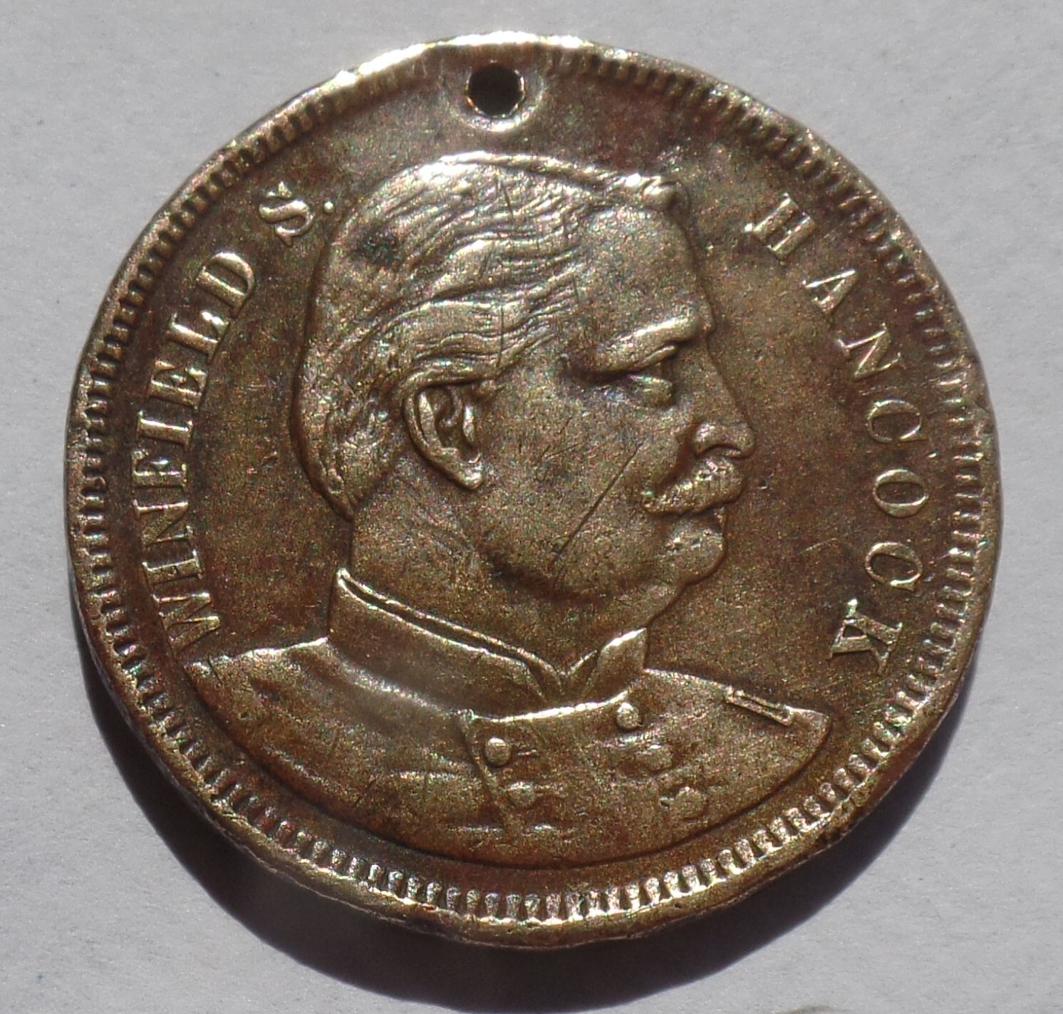 1880 Winfield S Hancock Presidentl Campaign Token w/Civil War Unit Insignia Back