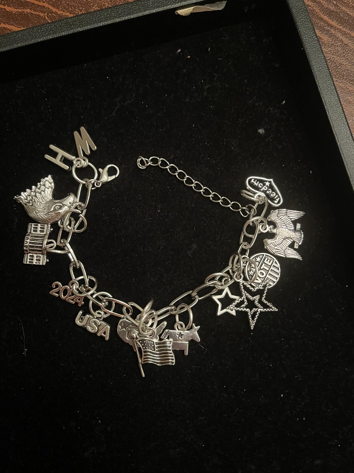 DEMOCRAT silver Tone Bracelet 6″ with 2″ extender