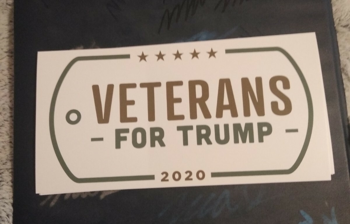 Donald Trump Veterans For Trump 2020 Official Campaign Bumper Sticker