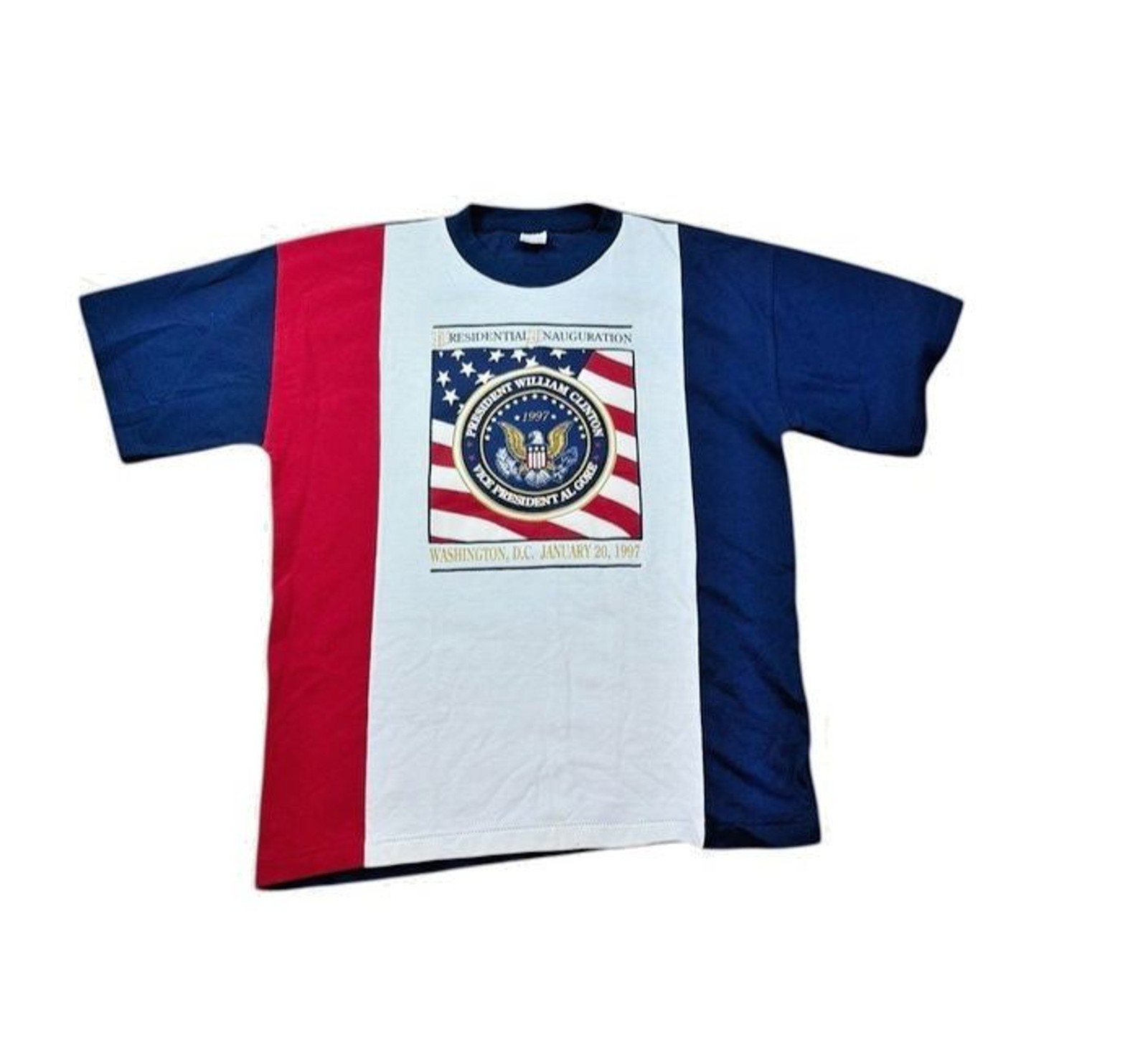 Vtg 1997 Presidential Inauguration Clinton/Gore Pique Knit T Shirt Size XL Bulti