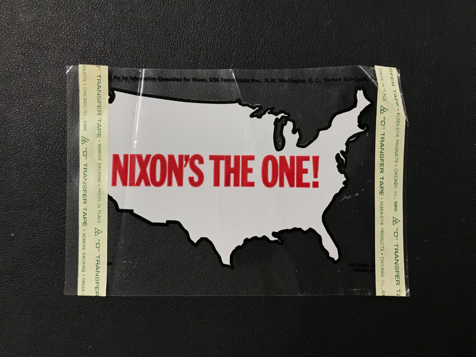 1968 Nixon Presidential Campaign “Nixon’s the One” Slogan 6.25″ Cling Sticker