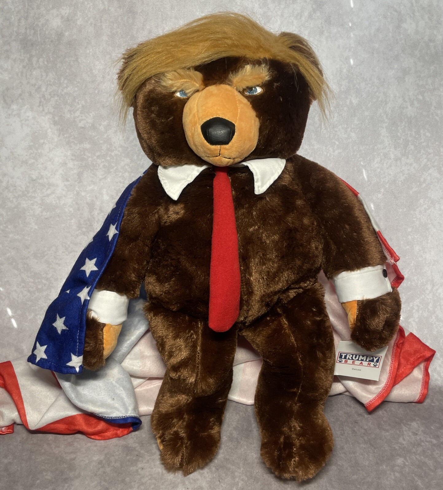 Trumpy Bear 22” Donald Trump Plush Doll w/ Flag Cape & Tag