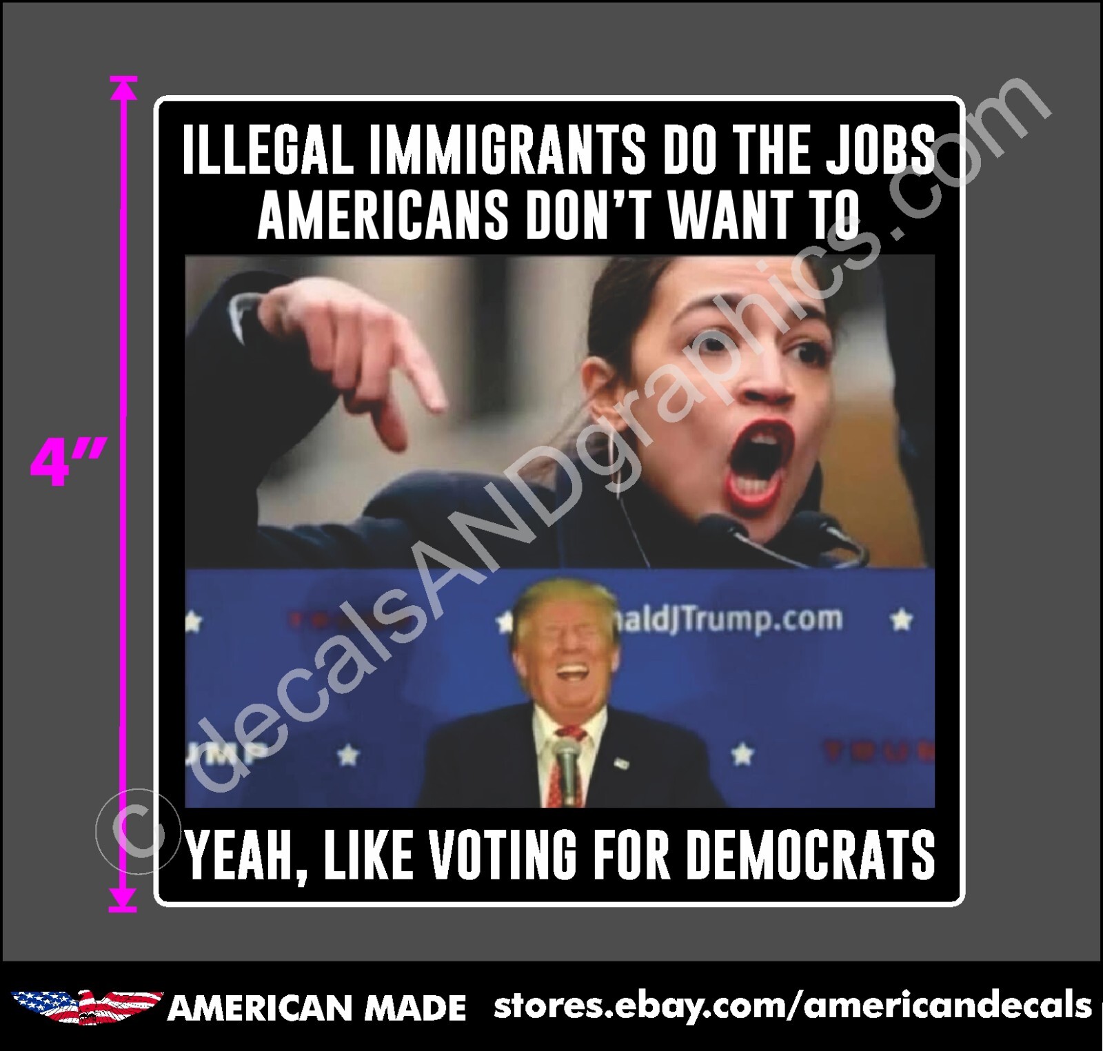 TRUMP 2024 STICKER AOC JOBS ANTI DEMOCRAT DECAL WINDOW