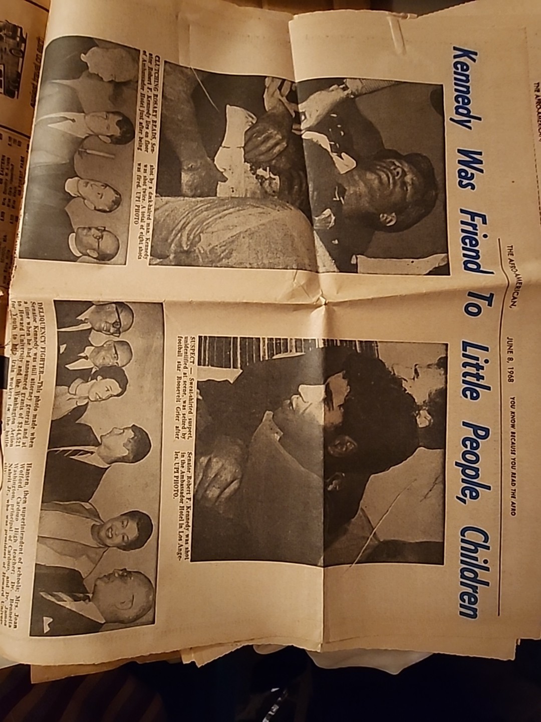 SIGNED Max Johnson Letter & AFRO AMERICAN BOBBY KENNEDY ASSASSINATION NEWSPAPERS