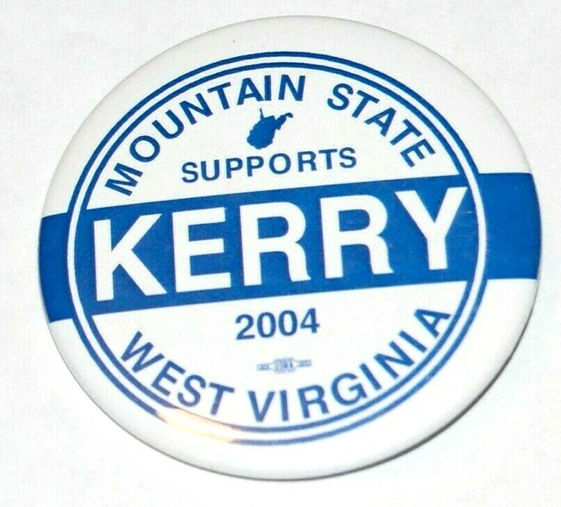 04 MOUNTAIN STATE WEST VIRGINIA JOHN KERRY president campaign pin pinback button