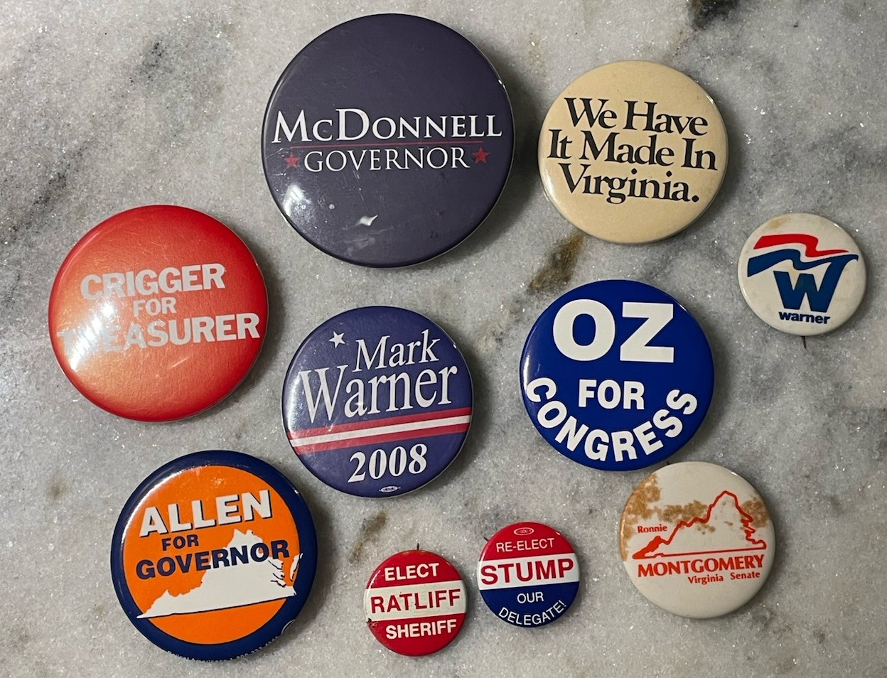 Vintage Lot Pin Back Campaign Buttons Virginia Governor Sheriff Congress