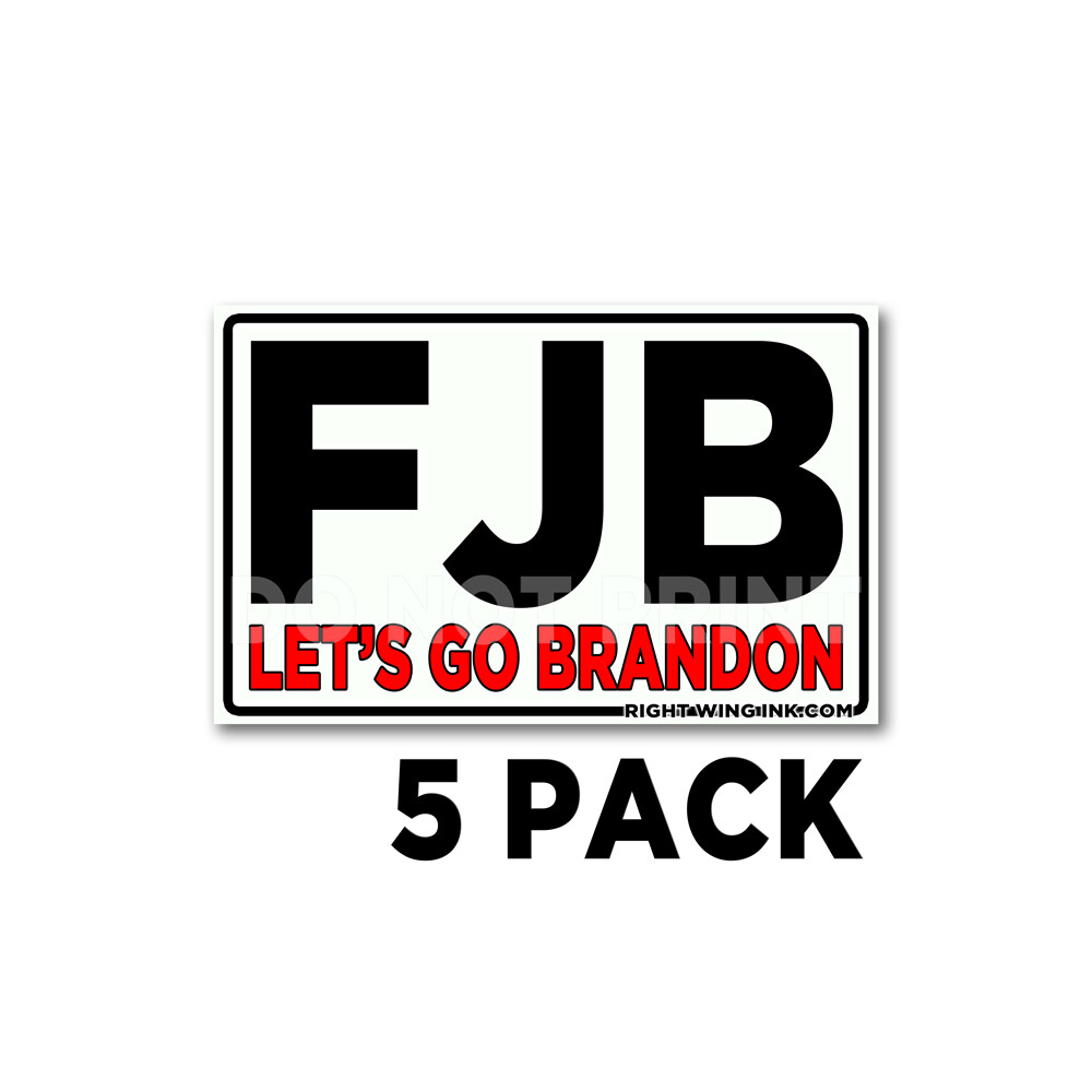 FJB – Small Lets Go Brandon Funny Biden 5 pack of Bumper Stickers 5″ wide 5 Pack