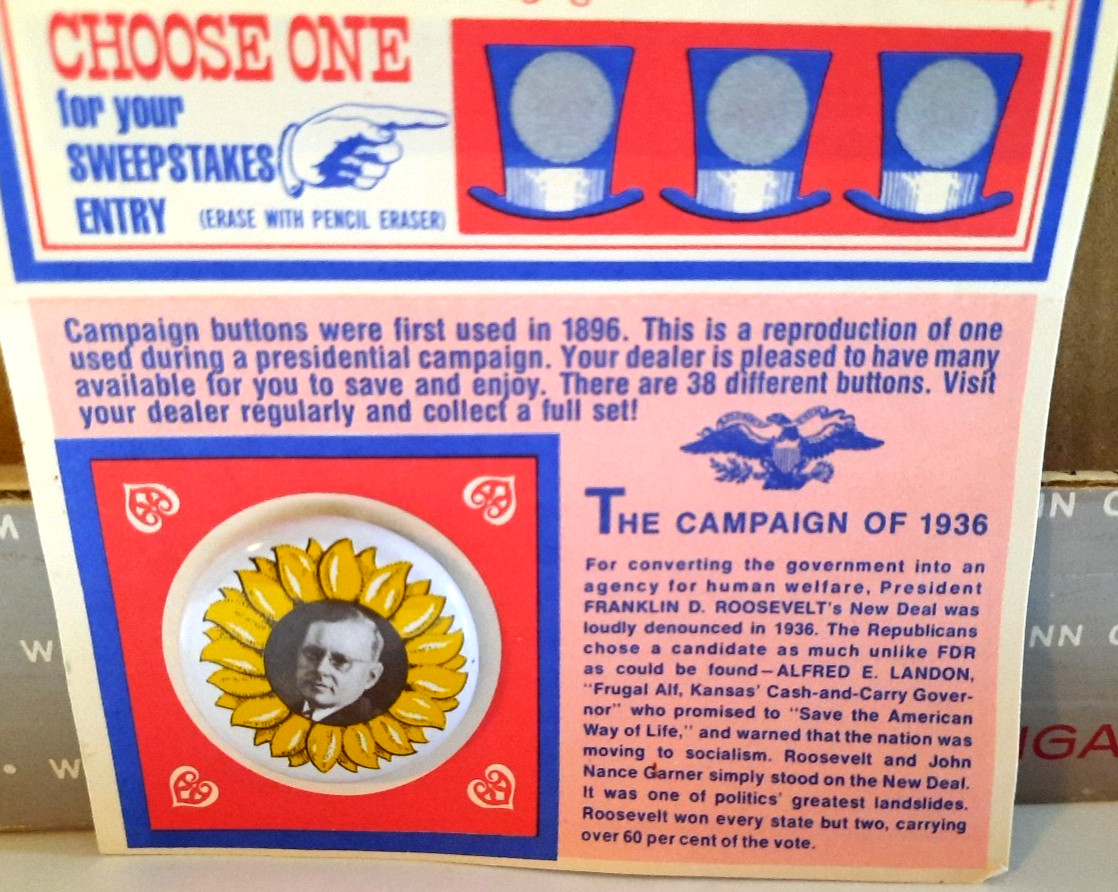 VTG Lot of 3 AMOCO Oil Reproduction Political Pins Campaign 1904, 1932, 1936