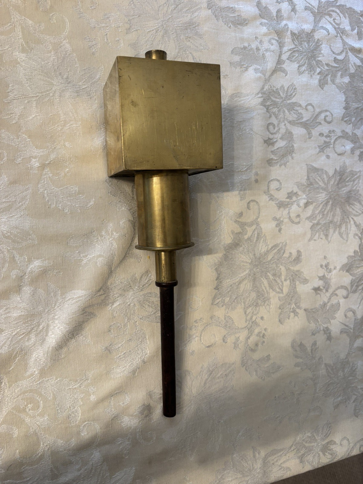 Antique Square Brass Political Campaign Parade Torch Mahogany Handle
