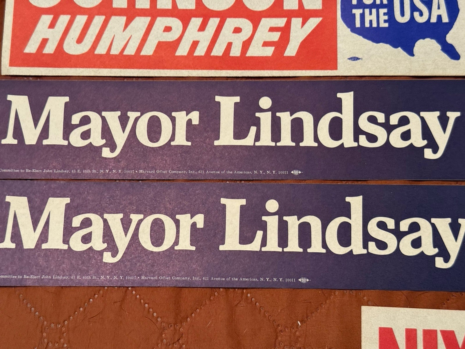 Mixed Lot 9 Old Presidential Bumper Stickers * JFK Nixon Johnson Lindsay Vintage