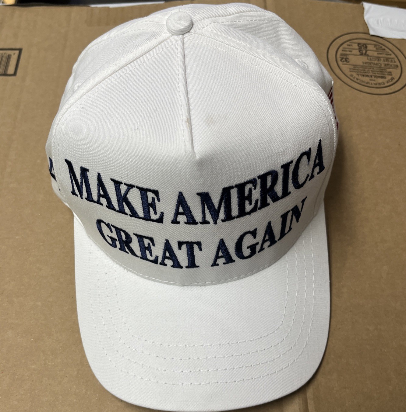 Official Make America Great Again Trump Cali Fame 45-47 White Snapback Hat Cap