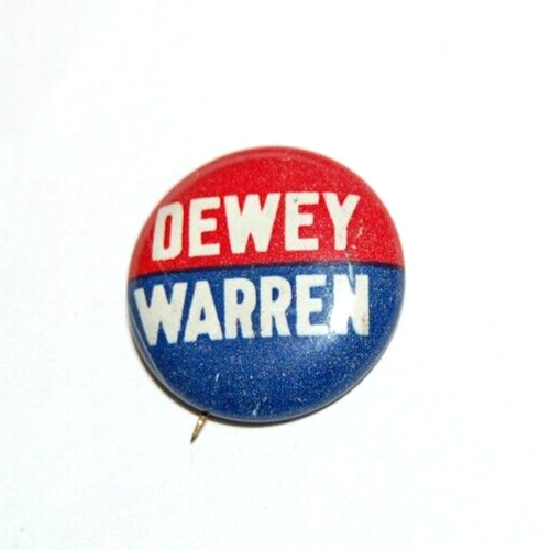 1948 THOMAS E. DEWEY EARL WARREN campaign political president pinback button