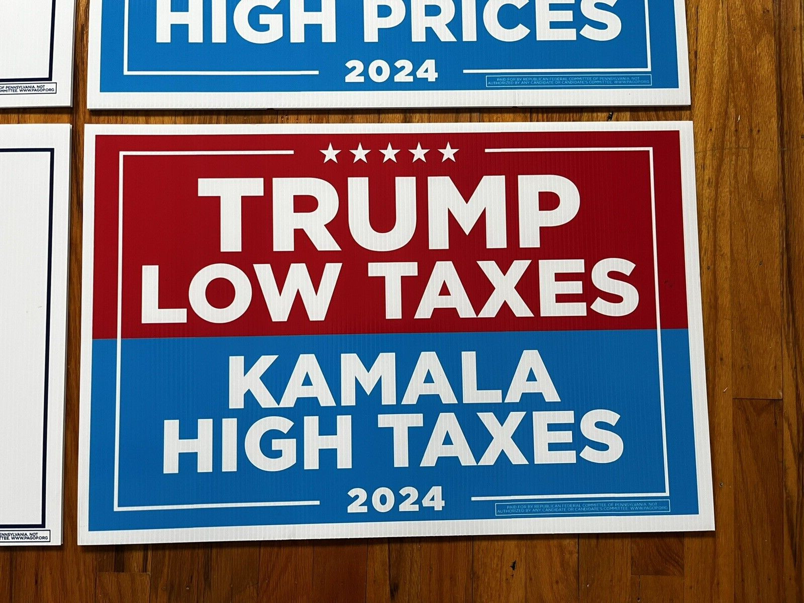 4 Donald Trump Kamala Harris 2024 Double side yard signs Authentic LOT 24″ x 16″