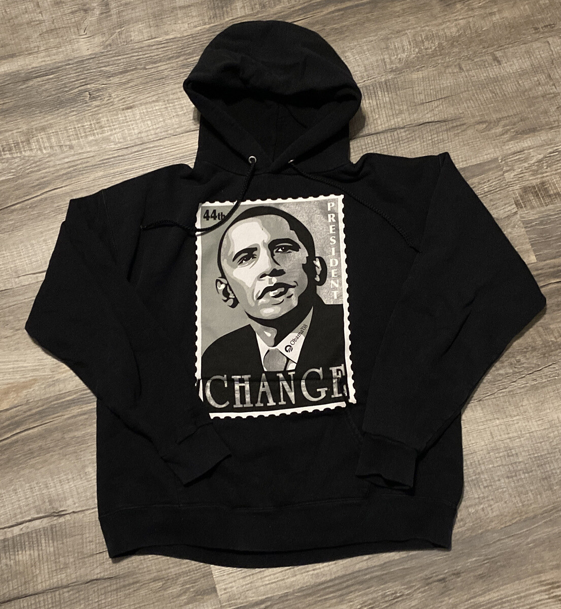 44th President Obama – Change Yes We Did – ‘08 2008 Black Hoodie Size M
