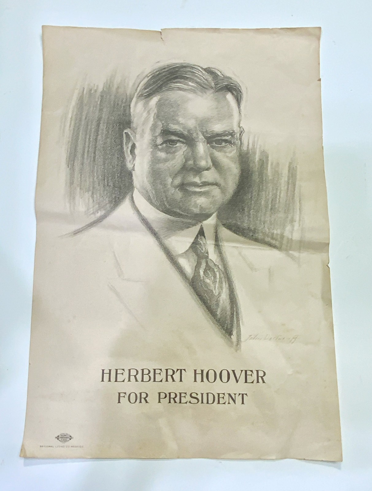 Herbert Hoover for President 1928 Campaign poster broadside National Litho
