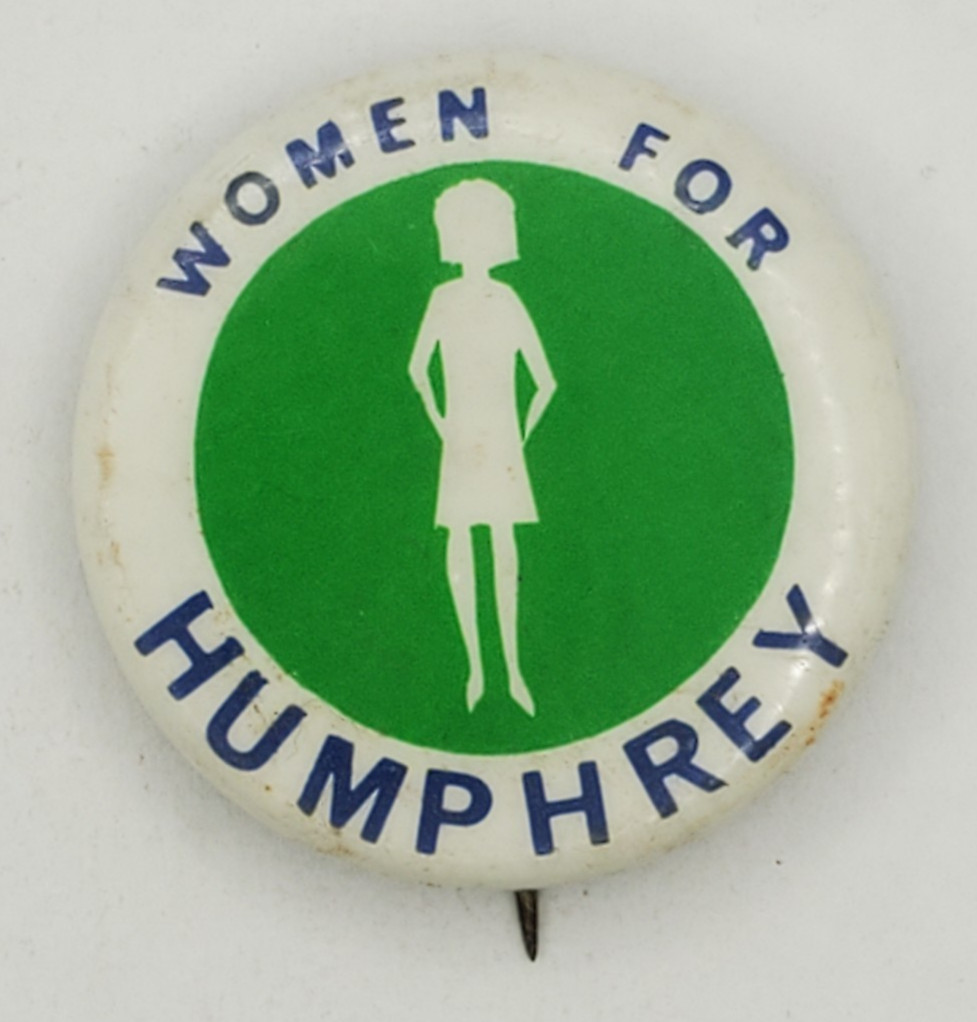 Vintage 1968 Women for Humphrey Presidential Campaign Pinback Button Hubert