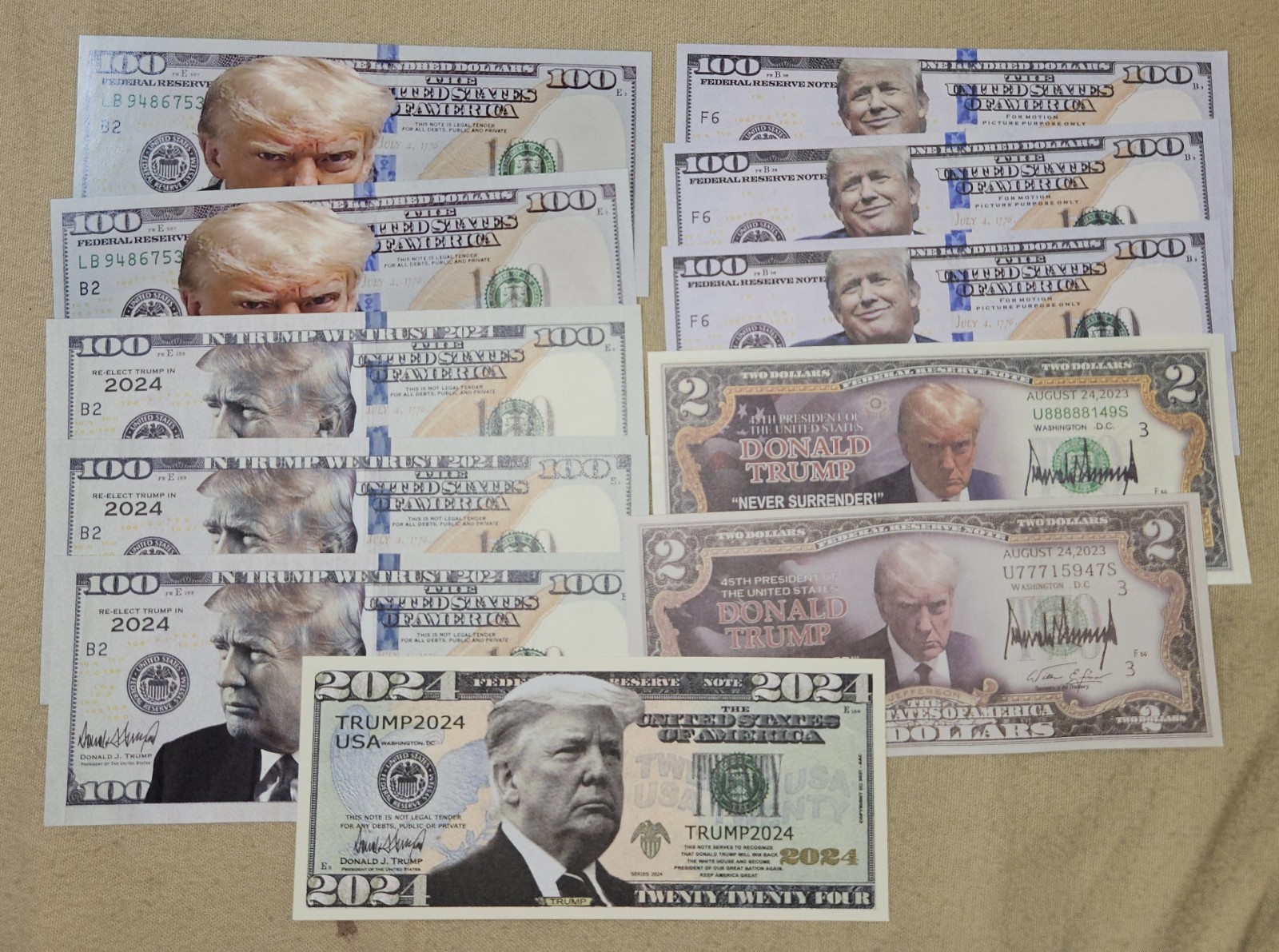 11 Donald Trump FUNNY 100 Dollar Bill Memorabilia Not Legal Tender YOU GET 11
