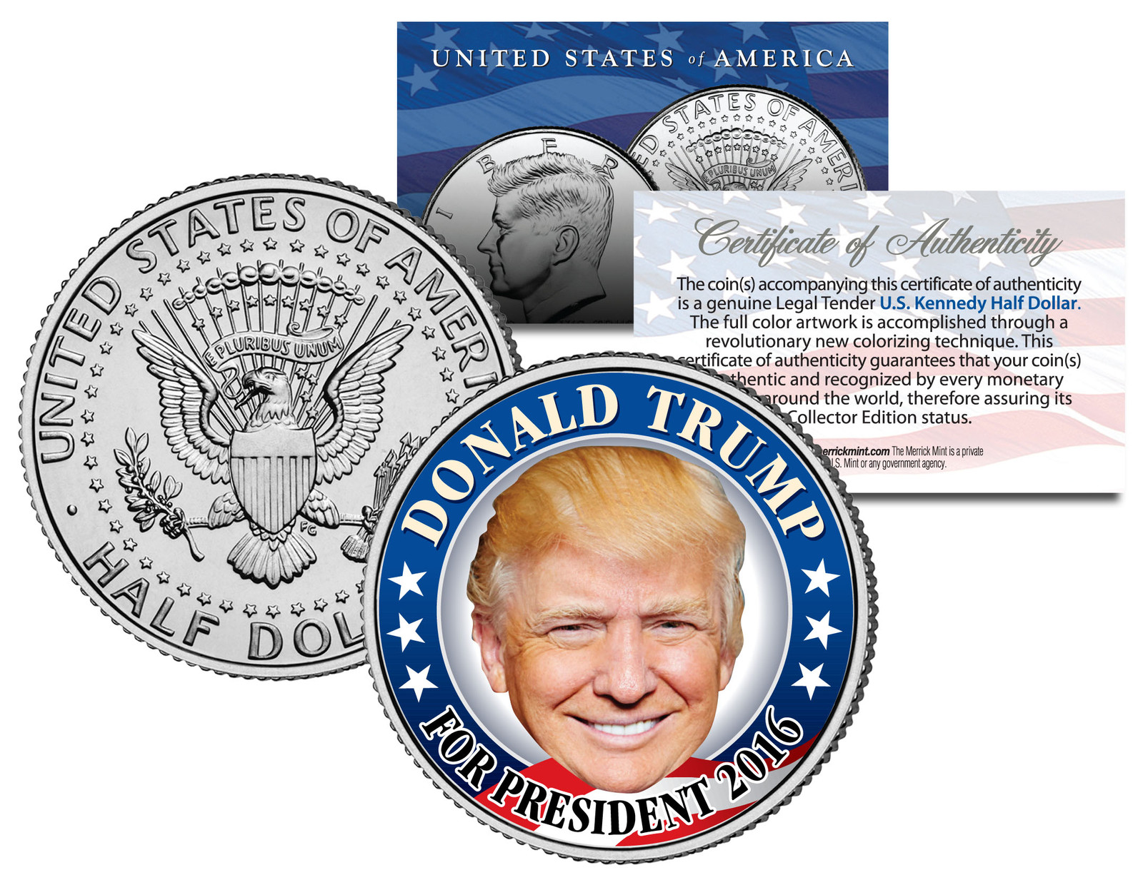 DONALD TRUMP FOR PRESIDENT 2016 – JFK Half Dollar US Coin Political CAMPAIGN