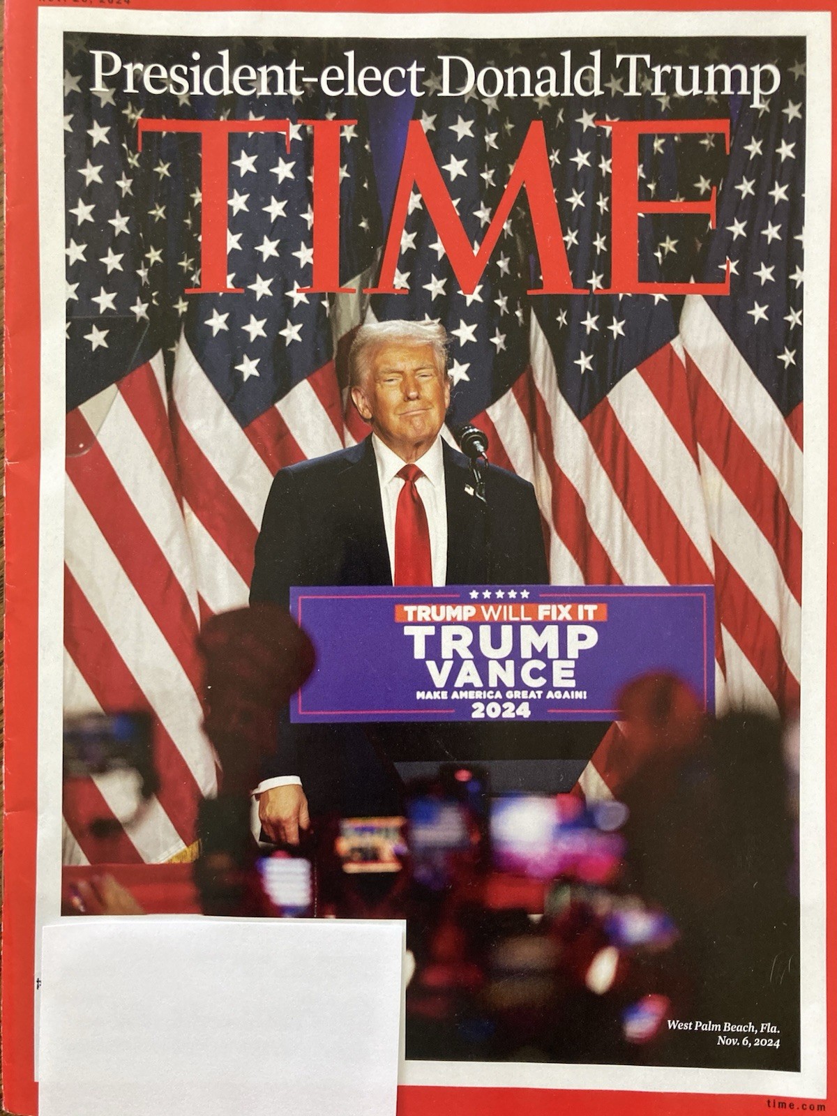 President Elect Donald Trump Time Magazine Nov. 2024