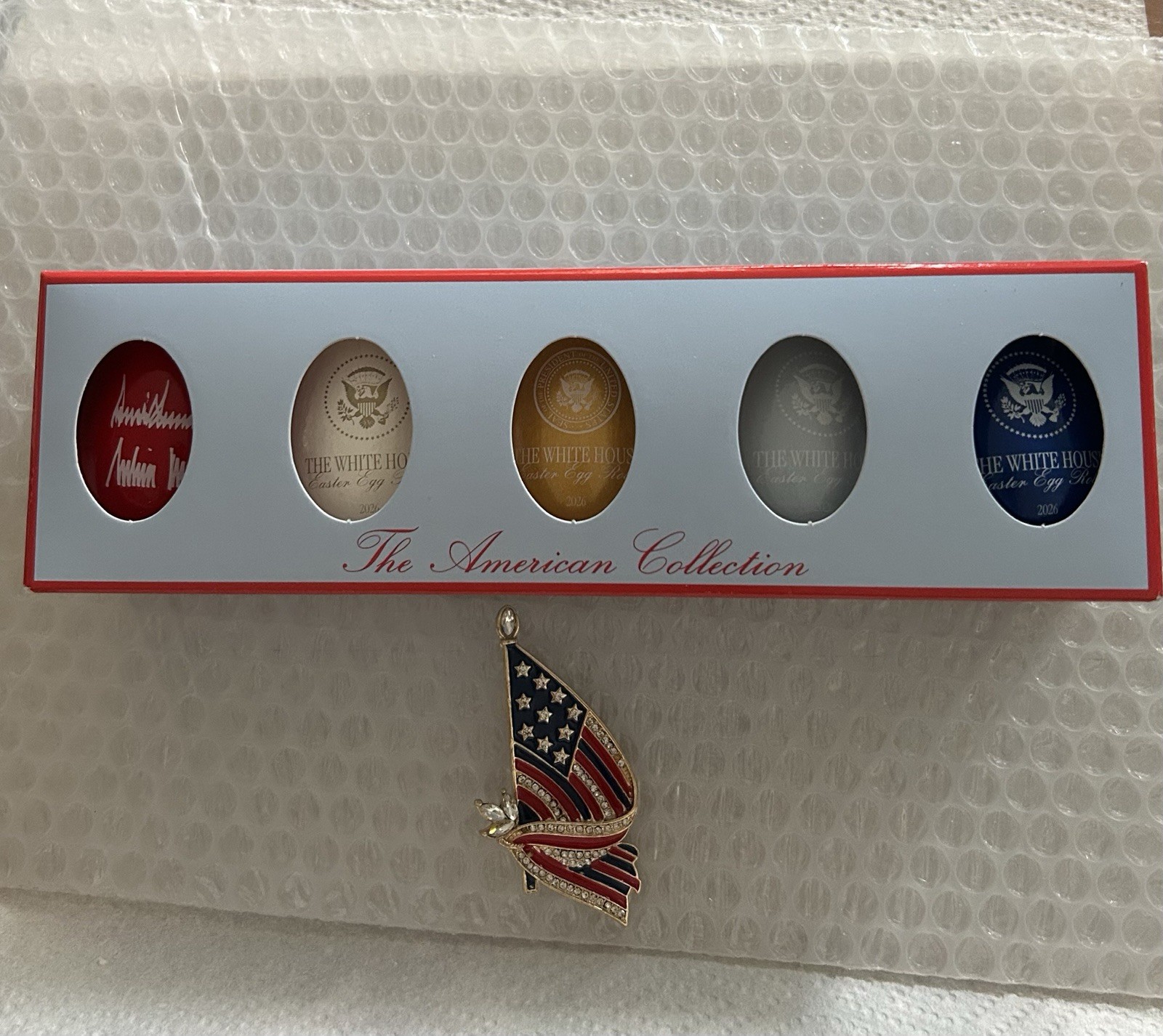 TRUMP 2019 EASTER GOLD EGG WHITE HOUSE EAGLE SEAL In BOX SIGNATURE DONALD RARE