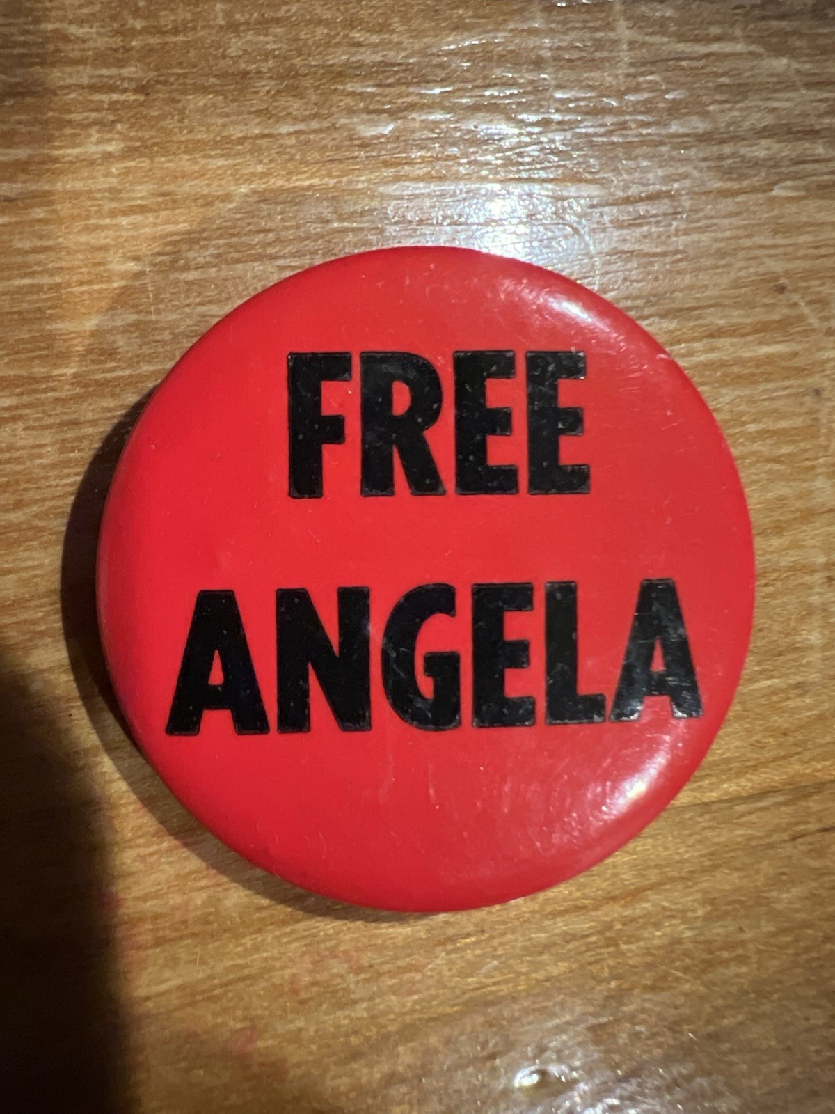 1970’s Angela Davis cause peace protest campaign pin button political VINTAGE