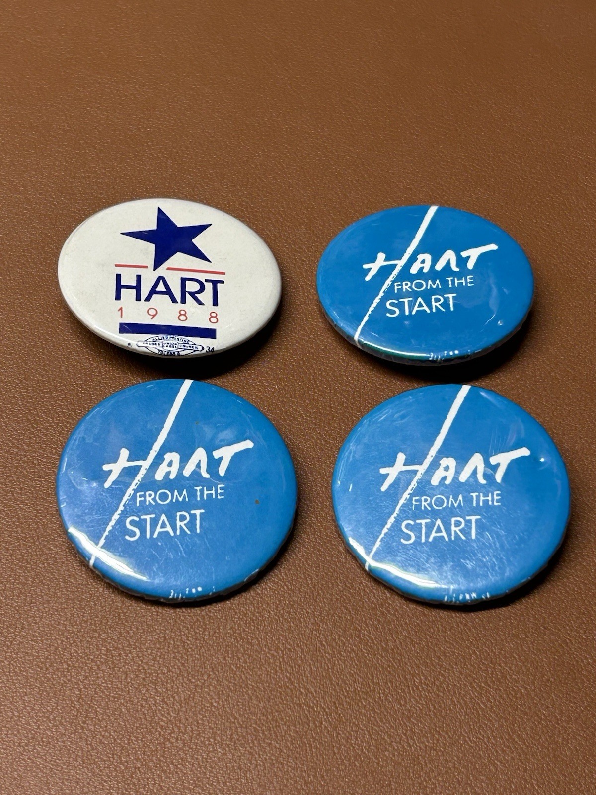 Lot of 4 Gary Hart Campaign Buttons Presidential Political Pins 1988