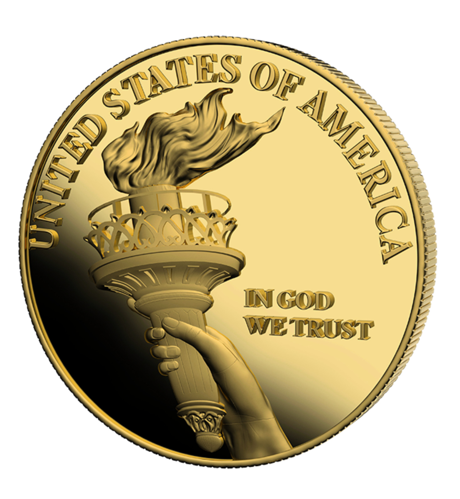 2024 Patriot Trump Gold Commemorative Coin, Uncirculated Reverse Liberty Torch