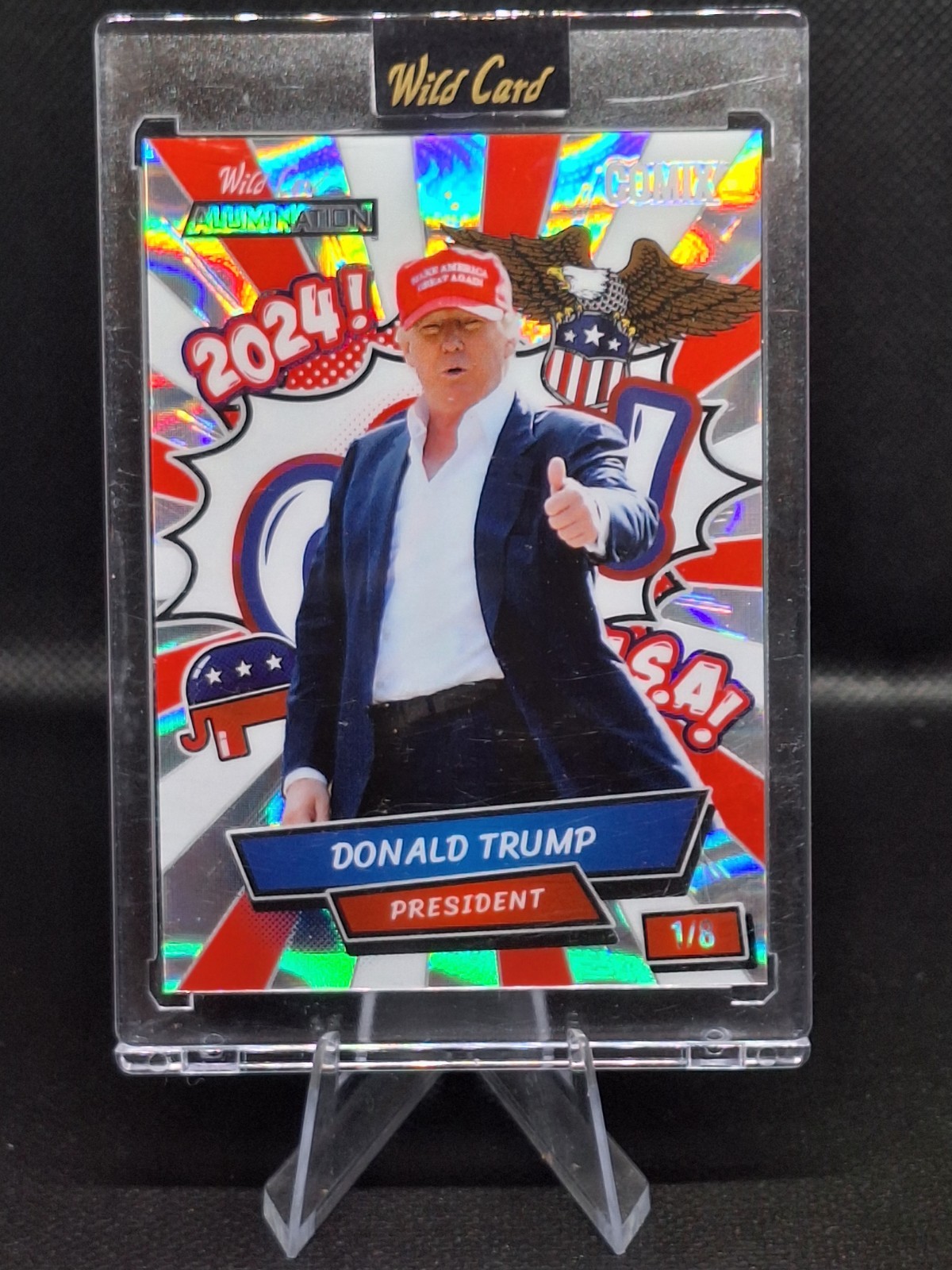 2024 Donald Trump Alumination Comix 1/8 Red & White GOP Oil Spill Refractor