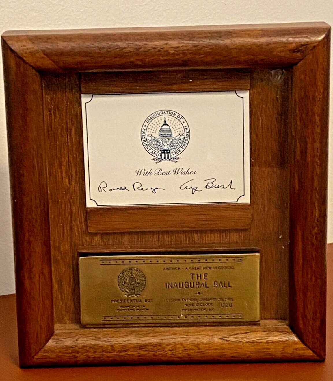 Vtg 1981 The Inaugural Ball Presidential Box Plaque REAGAN BUSH Memorabilia