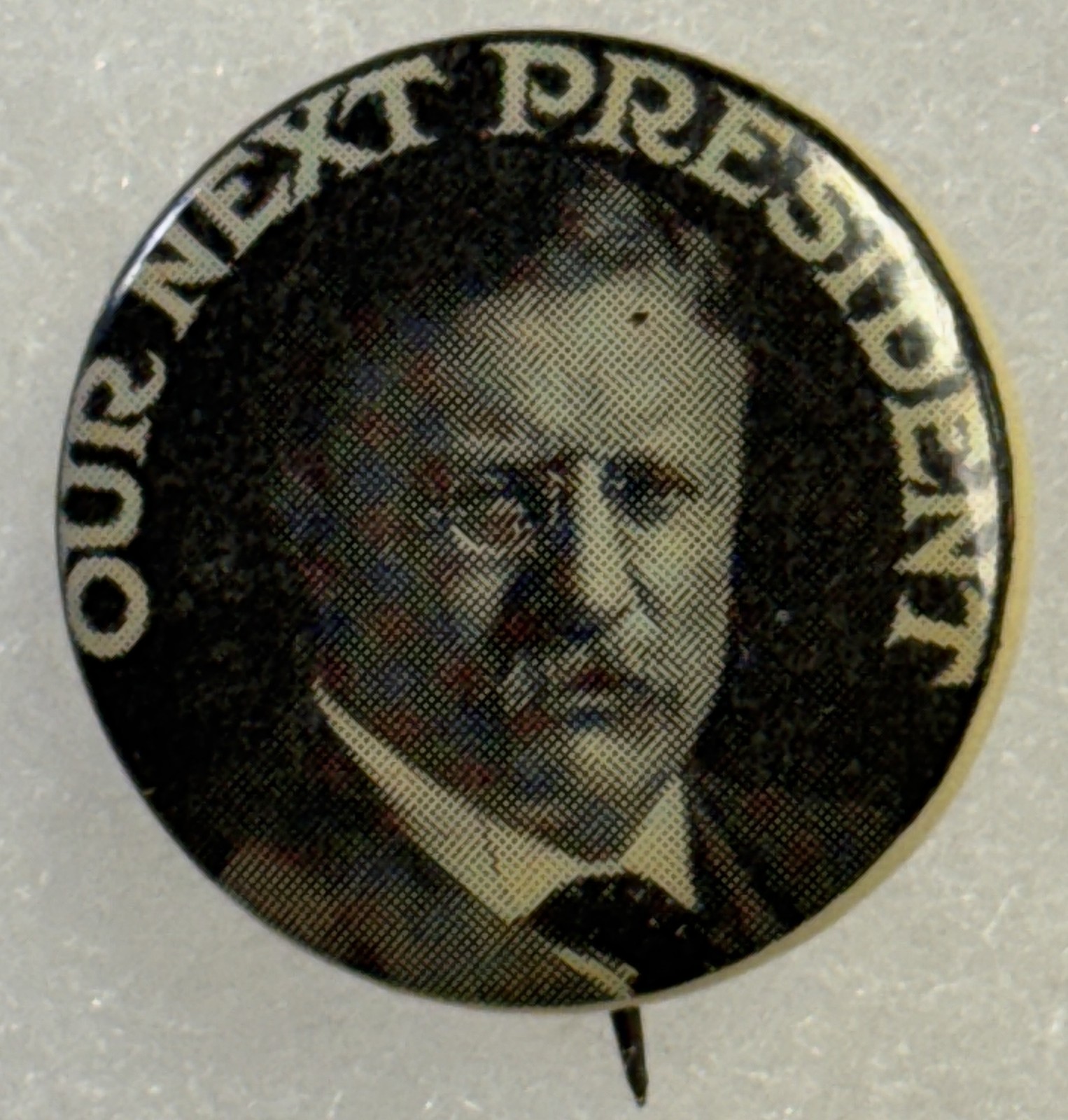1912 TEDDY ROOSEVELT 7/8″ SEPIA CELLO OLDER PHOTO CAMPAIGN BUTTON NR-MINT, RARE!