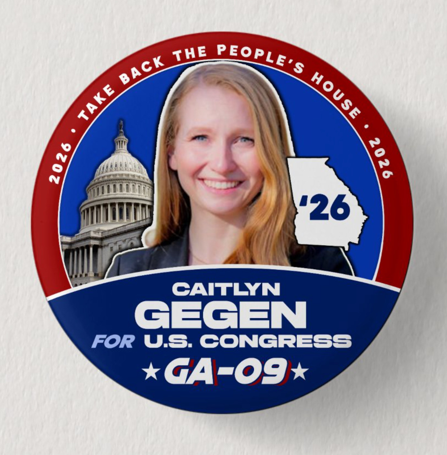 CAITLYN GEGEN Congress 2026 Pin Button Political Democrat Georgia Midterms