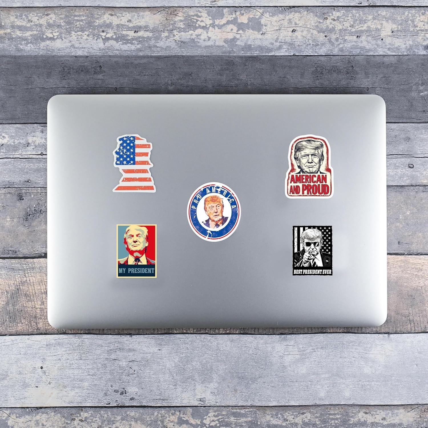 High-Quality Cartoon Trump Stickers – 100-Pack for Cars, Bottles, and Devices