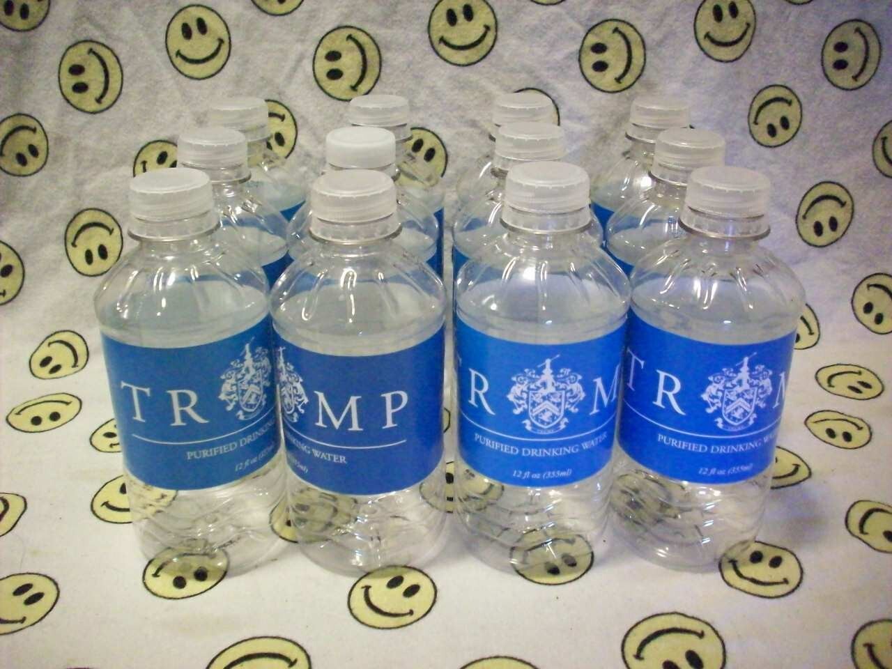 Lot of 12 Trump Hotel Empty Water Bottles 12oz, 45 President Donald, Las Vegas