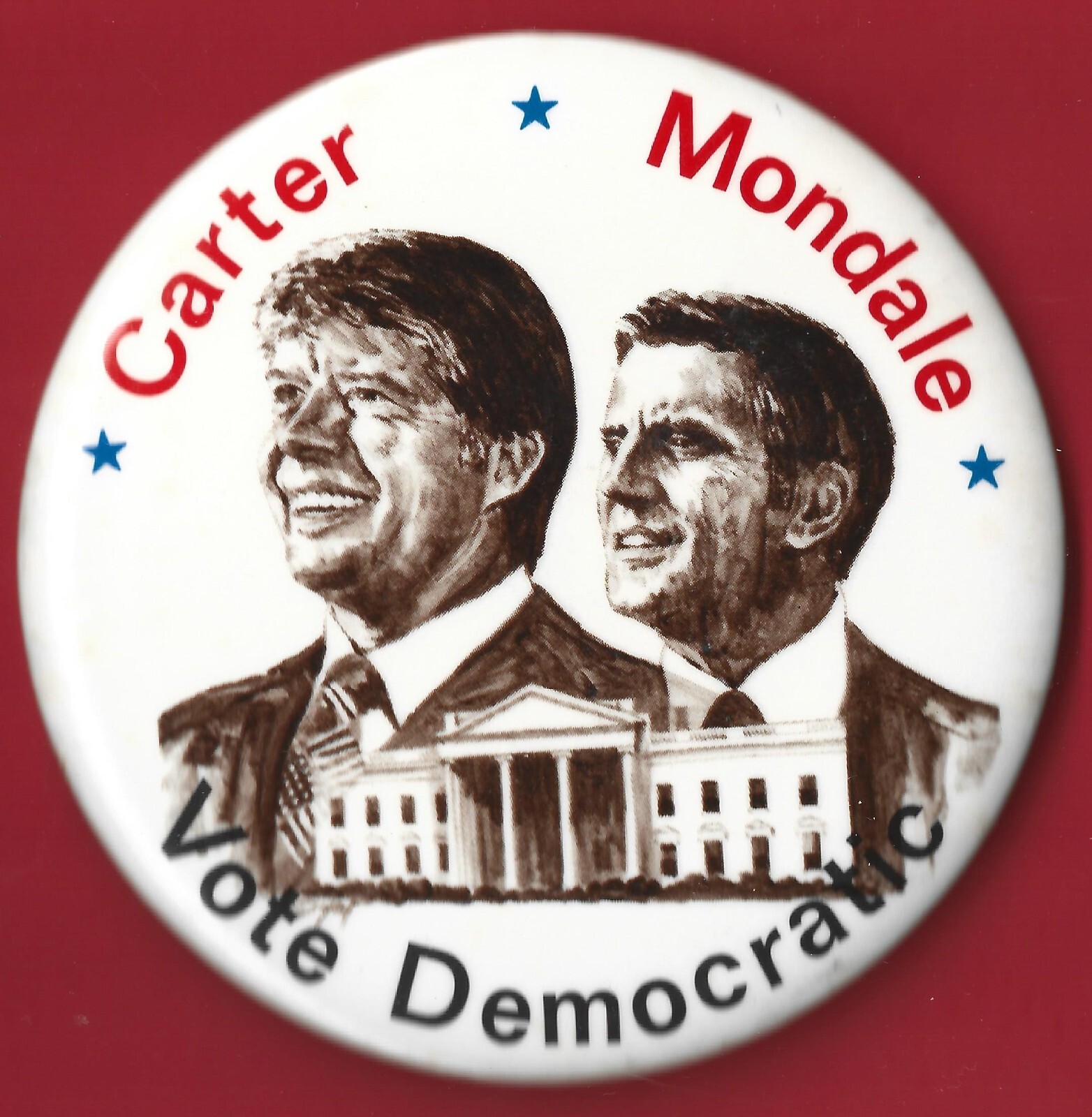 1976 Jimmy Carter & Walter Mondale – 3.5″/”Vote Democratic” Campaign Button(P44)
