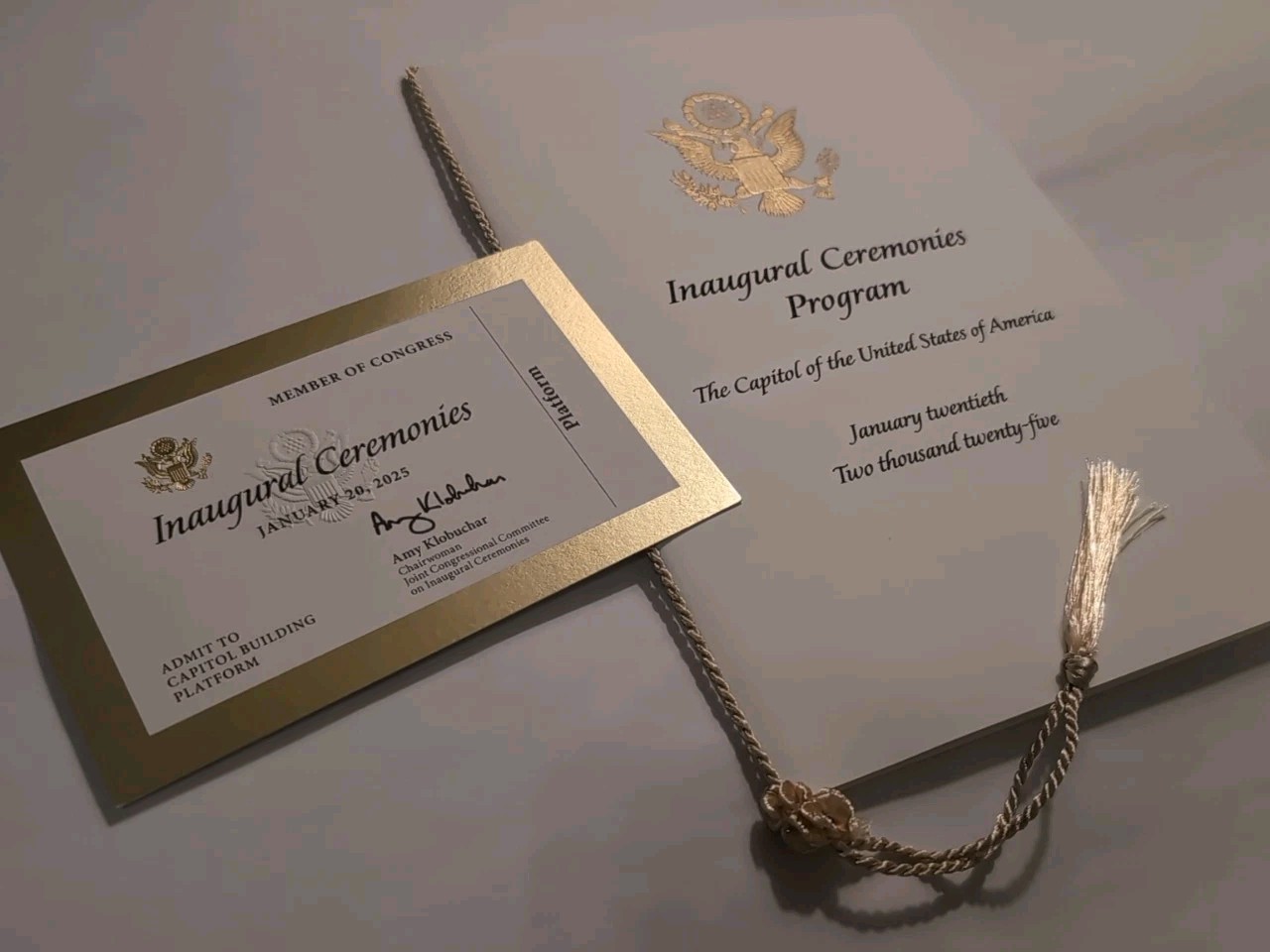 2025 Donald Trump Inauguration Gold Ticket & Program