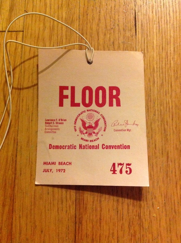 1972 Democratic National Convention FLOOR Pass Credential George McGovern