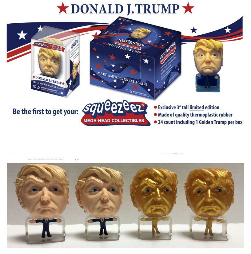 GOLD Donald Trump SqueezeEz Big Head Collectible Stress Ball toy figure